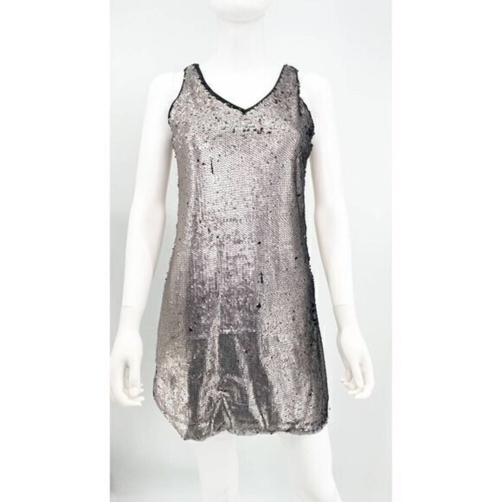 ROMEO & JULIET NWT Couture Silver Sleeveless Sequin Slip Dress SMALL